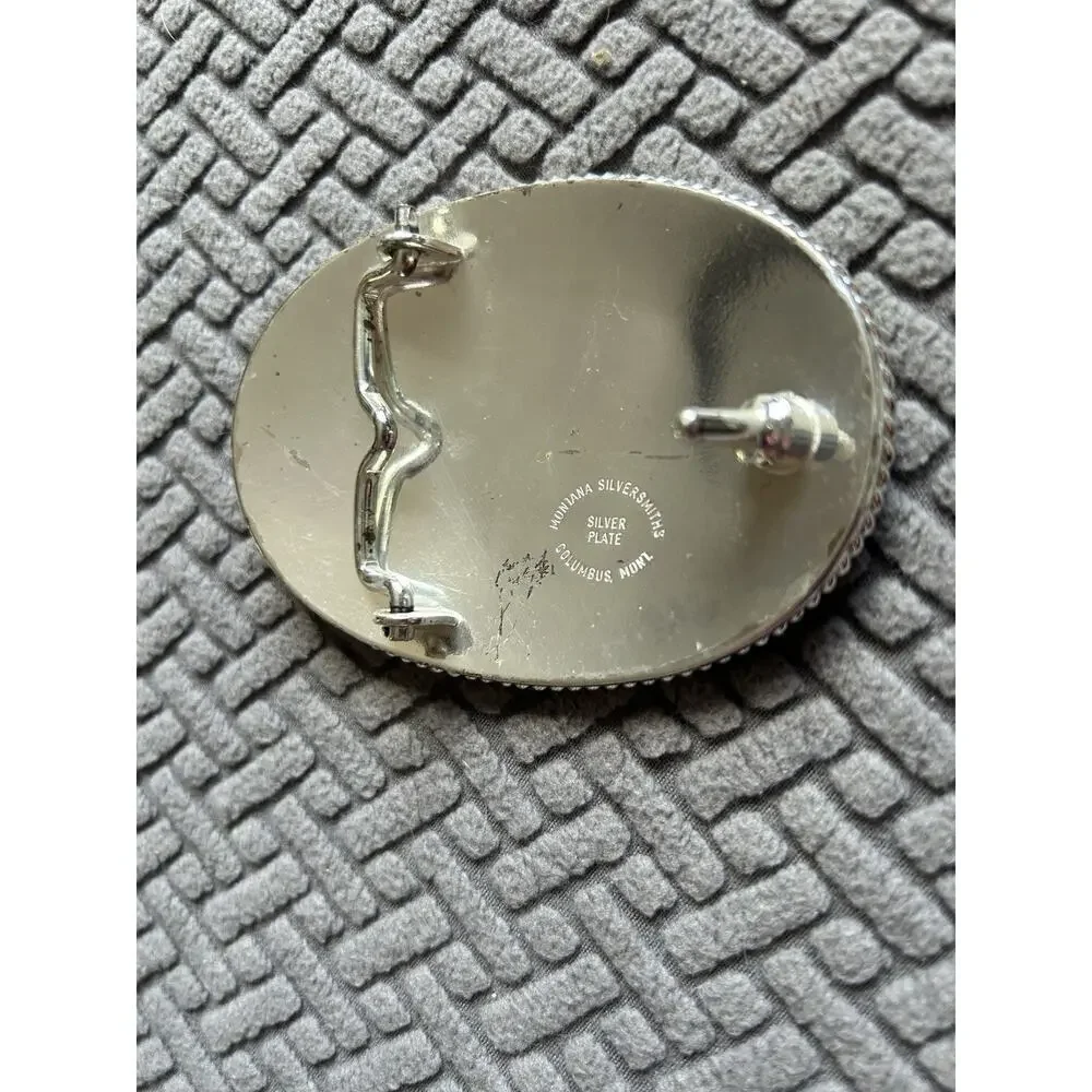 Montana Silversmiths Vintage Flying Eagle Belt Buckle Silver Plate Gold Tone